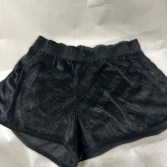 Juicy Couture Black Velour Relaxed Fit Shorts - Picture 3 of 5